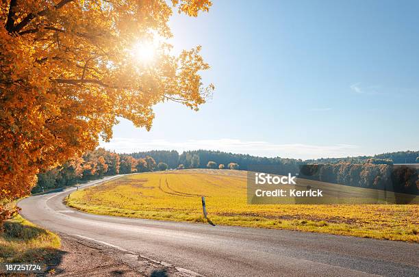 Ländliche Straße Im Herbst Stockfoto und mehr Bilder von Baum - Baum, Blatt - Pflanzenbestandteile, Feld