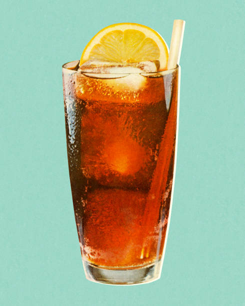 Beverage with Lemon in Glass Beverage with Lemon in Glass soda illustrations stock illustrations