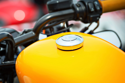 Yellow motorcycle gas tank.