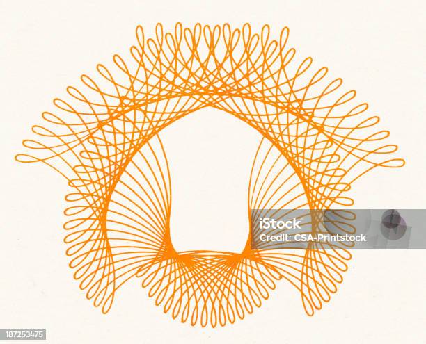 Pomarańczowy Spirala Rysowania Linii - Stockowe grafiki wektorowe i więcej obrazów Barwne tło - Barwne tło, Bez ludzi, Białe tło