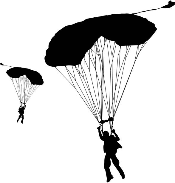 スカイダイバー - parachute parachuting skydiving silhouette点のイラスト素材／クリップアート素材／マンガ素材／アイコン素材