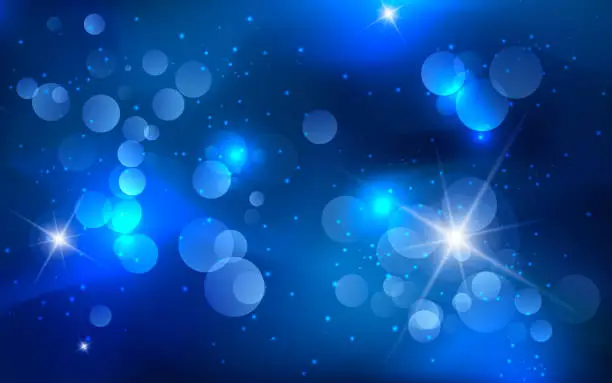 Vector illustration of Abstract blue christmas bokeh lights and shiny sparkling background design