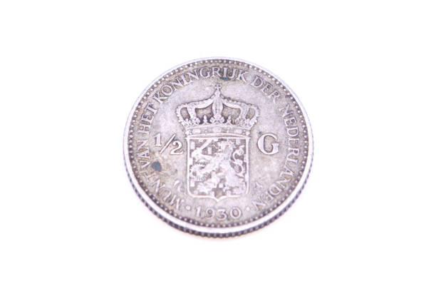 istock Old money 1/2 (half) gulden wilhelmina 1930. On white background 1872539918