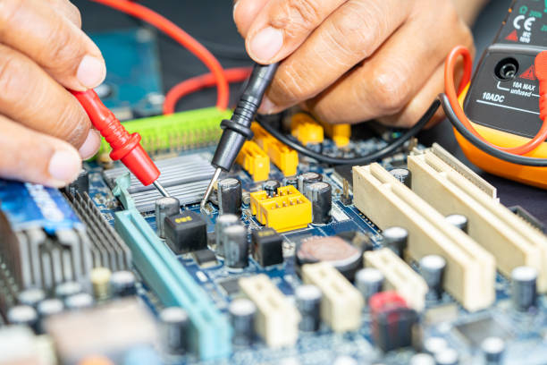 istock Repairing and upgrade circuit mainboard of notebook, electronic, computer hardware and technology concept. 1872555598