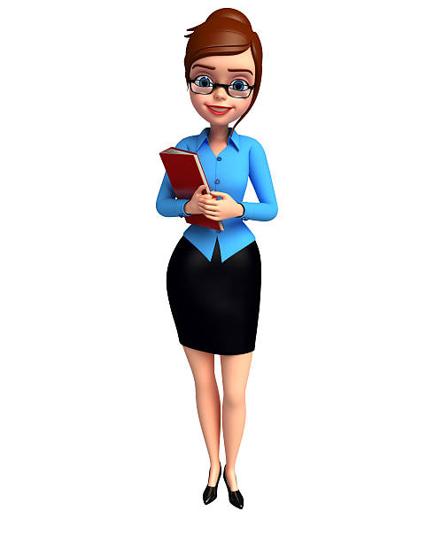 3d rendered illustration of young girl holding a file