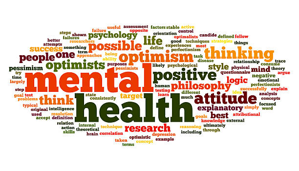 Mental health in word tag cloud stock photo