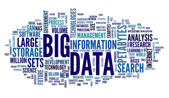 Big data concept in word tag cloud on white background