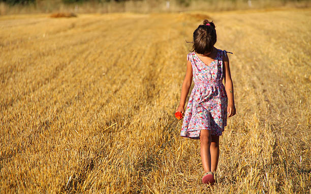 istock Young girl walking on the field 187262607