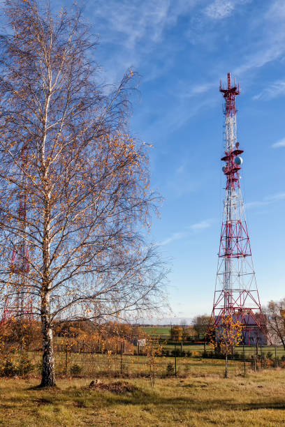 istock Telecommunication tower with antennas in the sky 1872633310