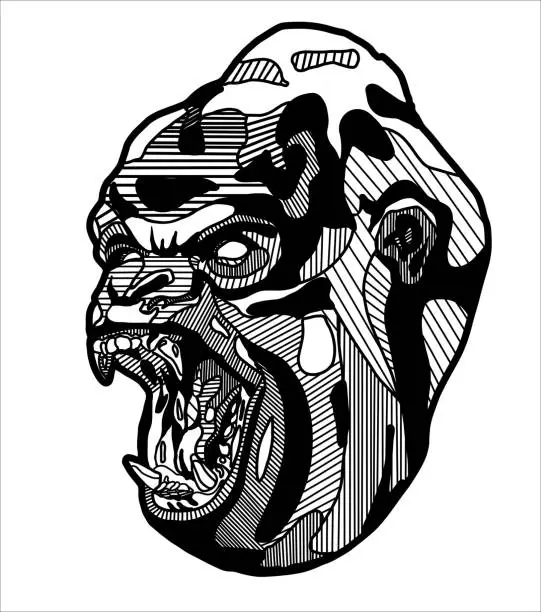 Vector illustration of the head of a stylized gorilla