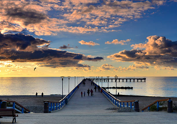 istock Famous marine pier in Palanga at sunset 187266641
