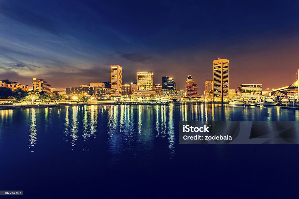 Baltimore Cityscape at Night, Maryland, USA Baltimore waterfront in USA Baltimore - Maryland Stock Photo