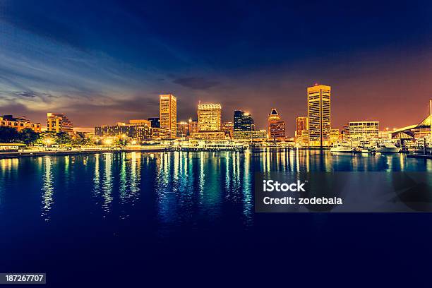Baltimore Cityscape At Night Maryland Usa Stock Photo - Download Image Now - Baltimore - Maryland, Maryland - US State, Night
