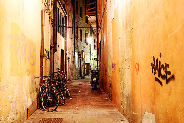istock Empty city alley at night 187268184