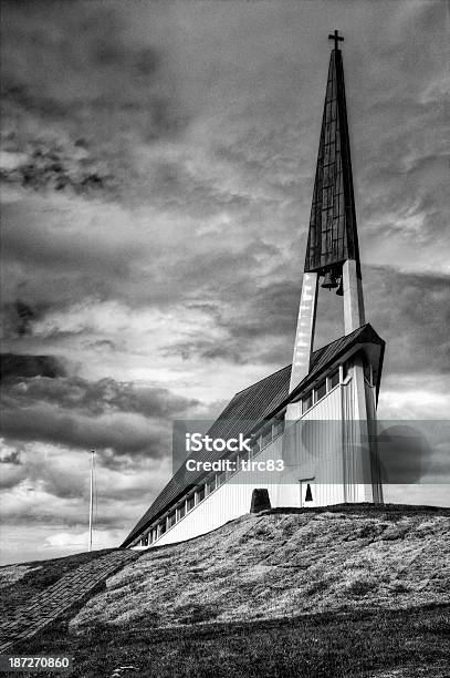 Modern Church On Icelandic Tor Stock Photo - Download Image Now - Blue, Building Exterior, Built Structure