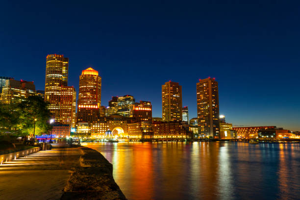 istock landscape night view of Boston harbor 1872714478