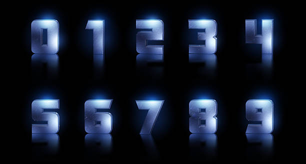 Steel numbers isolated on black Steel numbers isolated on black 3d silver steel number 4 stock illustrations