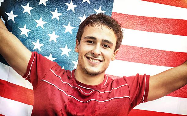 istock Young American Man with his Flag 187271703