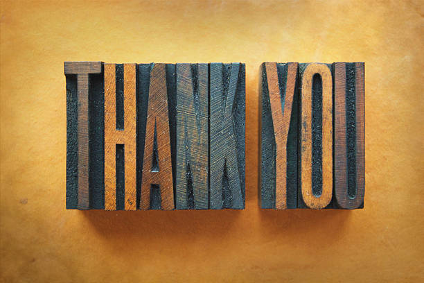 grazie, - thank you letterpress print retro revival foto e immagini stock