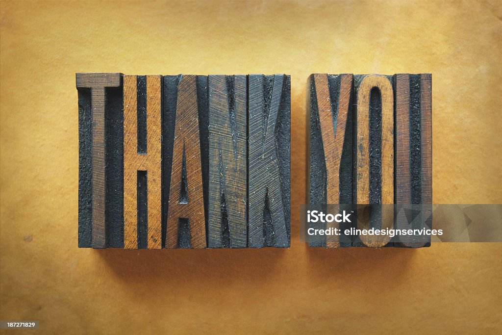 Thank you The words THANK YOU written in vintage letterpress type. Thank You - Phrase Stock Photo