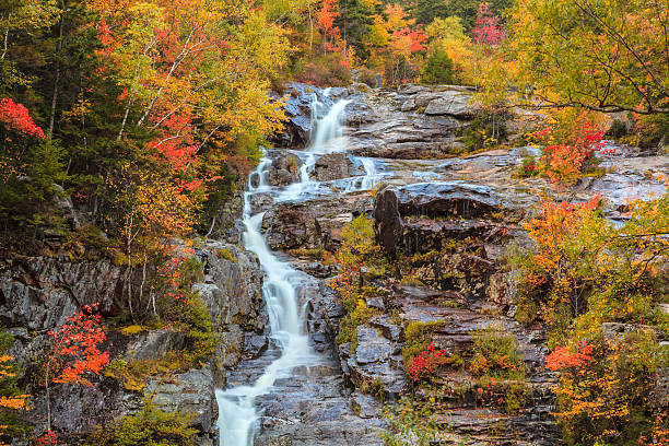 シルバーカスケード滝、ホワイトマウンテンズ、ニューハンプシャー州 - silver cascade falls ストックフォトと画像