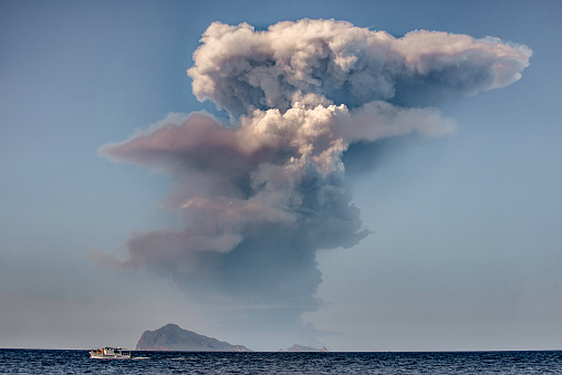 Aeolian Islands, Sicily, Italy: Stromboli eruption on 3 July 2019