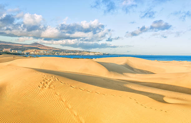 Playa de Ingles and Maspalomas Dunes - Gran Canaria stock photo