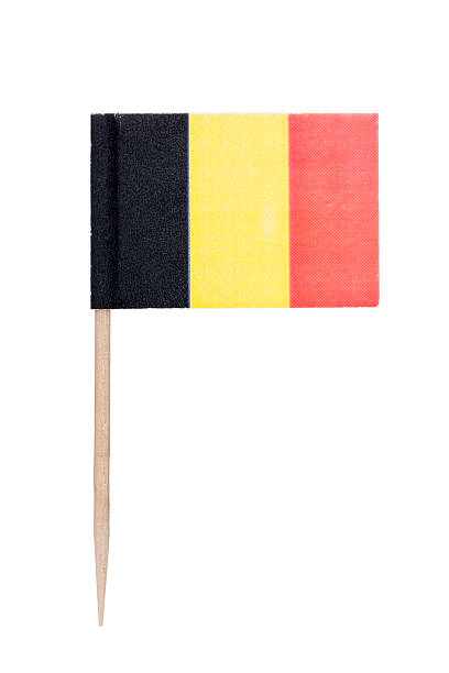 Belgian paper flag Belgian paper toothpick flag. Nice paper texture. Isolated on white.   cocktail stick stock pictures, royalty-free photos & images