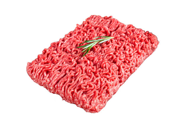 istock Fresh Raw mince beef  meat  Isolated on white background, top view. 1872734655