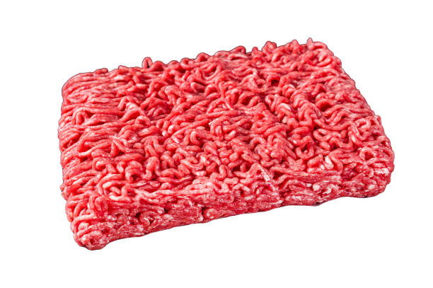 istock Raw mince beef meat  Isolated on white background, top view. 1872734666