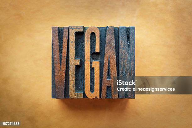 Vegan Stock Photo - Download Image Now - Alphabet, Rubber Stamp, Vegan Food