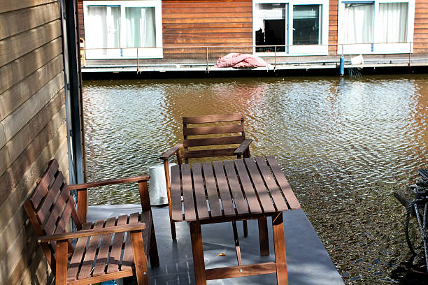istock Houseboats on water canal, Amsterdam 187274696