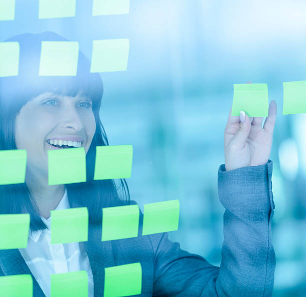 istock business woman with post-its 187274810