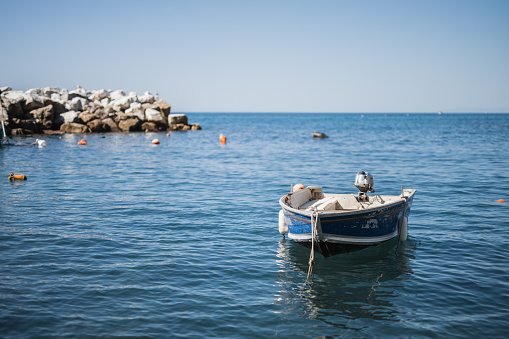 Cozy sea bay with small fishing boats - Mediterranean village