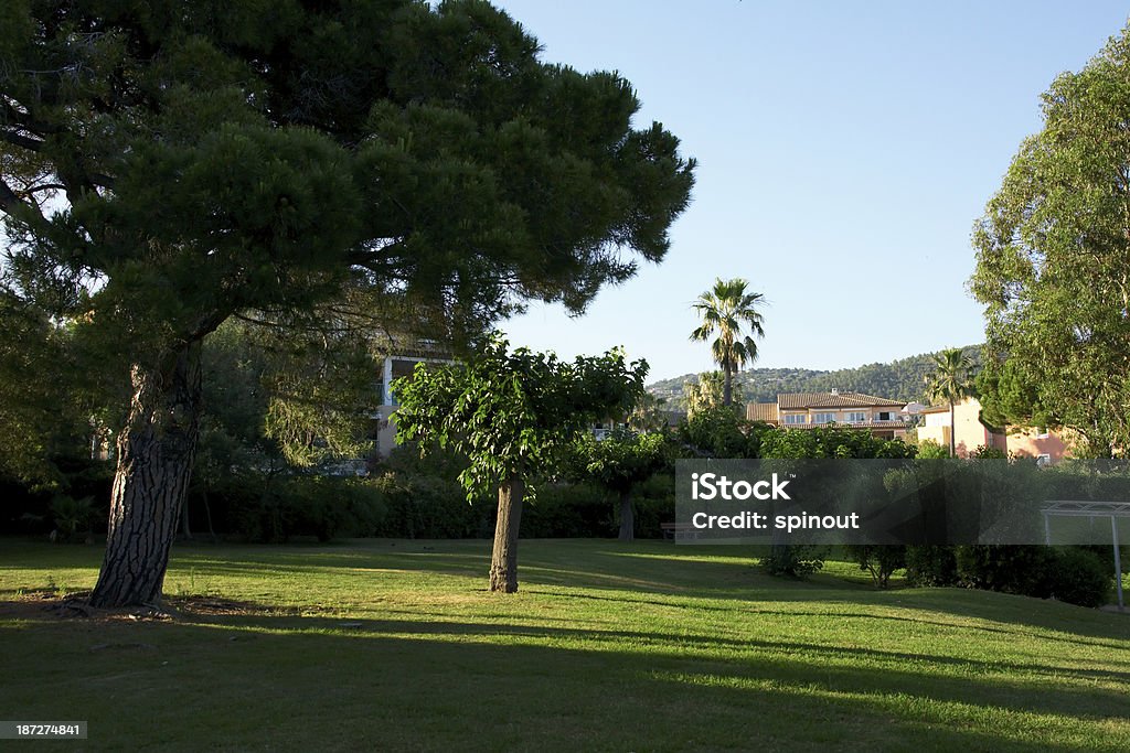 Les Issambres park - evening City ​​park in Les Issambres, Cote d'Azur, France - evening, summer Blue Stock Photo
