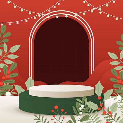 3D illustration Christmas themed podium