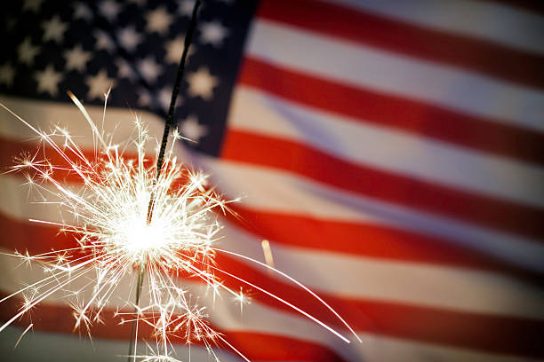 istock Sparkler Infront Of American Flag 187276797