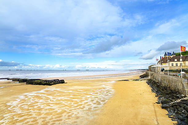 istock Arromanches les Bains, Normandy, France. Beach and artificial harbor remains 187278751