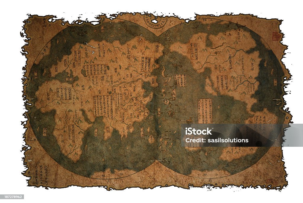 Vecchio cinese mappa del mondo - Foto stock royalty-free di Asia