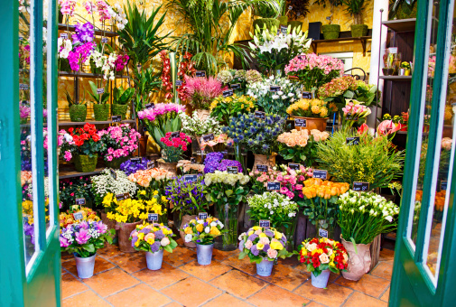 Regular flower shop in Paris.