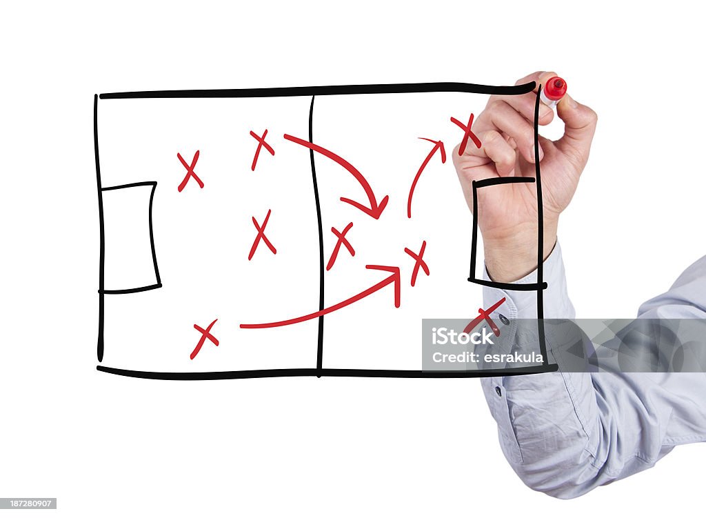 サッカーコーチ図面戦略計画 - サッカーのロイヤリティフリーストックフォト