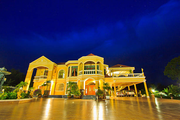 at a luxury  resort at night, dawn time Resort and house