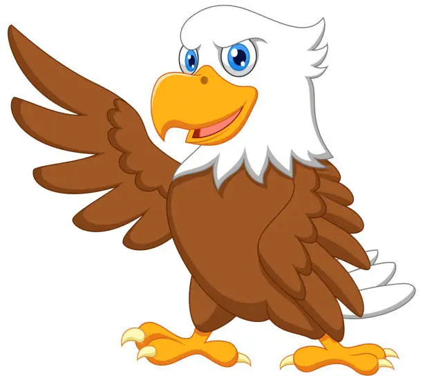 Vector illustration of Eagle cartoon waving