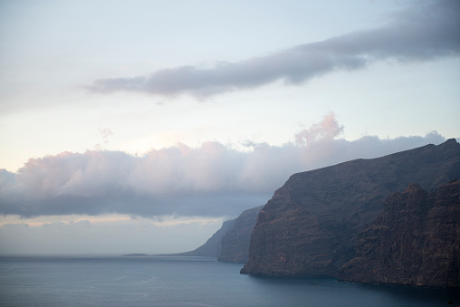 Amazing aerial view of the Los Gigantes cliffs on Tenerife.