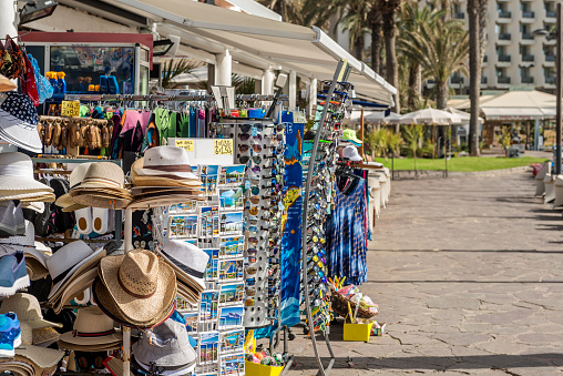 Beachside Walkway with Souvenir Shops. Las Americas , Tenerife