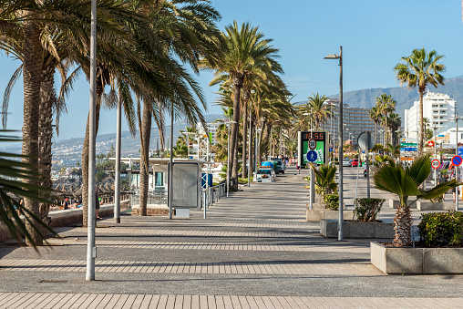 Beachside Walkway with Souvenir Shops. Las Americas , Tenerife