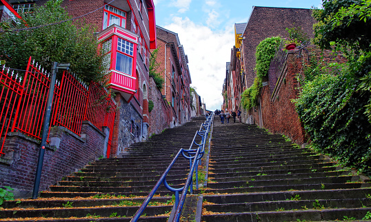 The city of Liege in Belgium, stairway to heaven. Montagne de Bueren