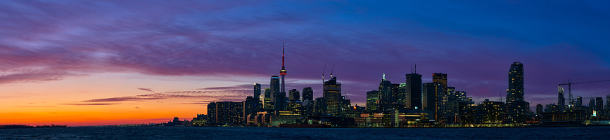Sunrise in downtown Toronto capturing the skyline