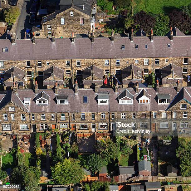 Stone Terraced Houses From The Air Stock Photo - Download Image Now - Row House, Aerial View, Architecture