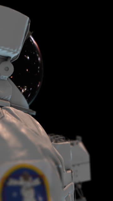 Astronaut in Space Suit Confidently Flying through Space and Time. Nasa Provided Images Used to Produce The Render.